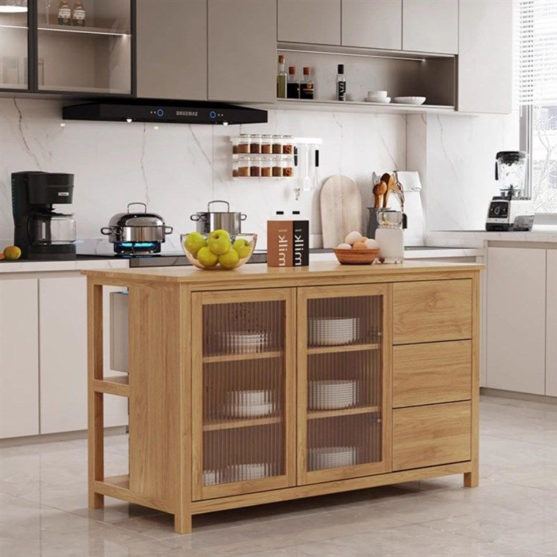 开放式厨房中岛台可移动料理吧台餐桌靠墙一体收纳柜原木风餐边柜,住宅家具,岛台餐桌,淘宝优惠券,粉丝福利购,淘宝优惠卷