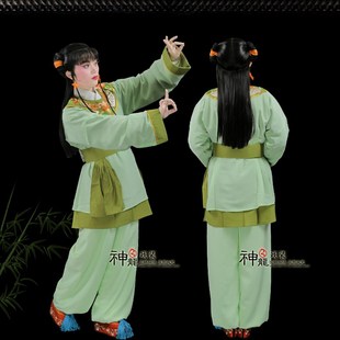 戏曲演出古装戏服 越粤剧服装小孩娃娃衣 银心四九圆领镶边书童衣