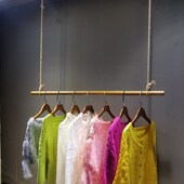 架 修挂衣服服装 服装 店吊环吊挂展示架麻绳木棍上墙吊环吊架店铺装