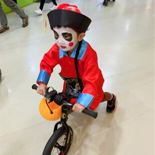 万圣节儿童僵尸服装太监大臣帽子朝红色男鬼衣儿童款角色扮演官送