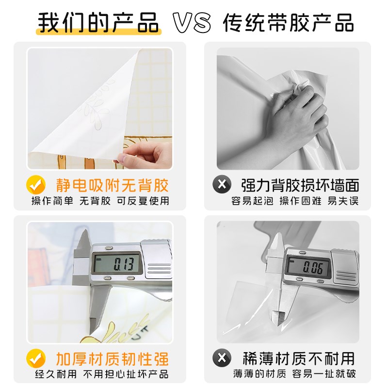 厨房贴纸静电贴卡通新款油烟机灶台墙面遮丑遮脏贴画墙壁装饰墙贴