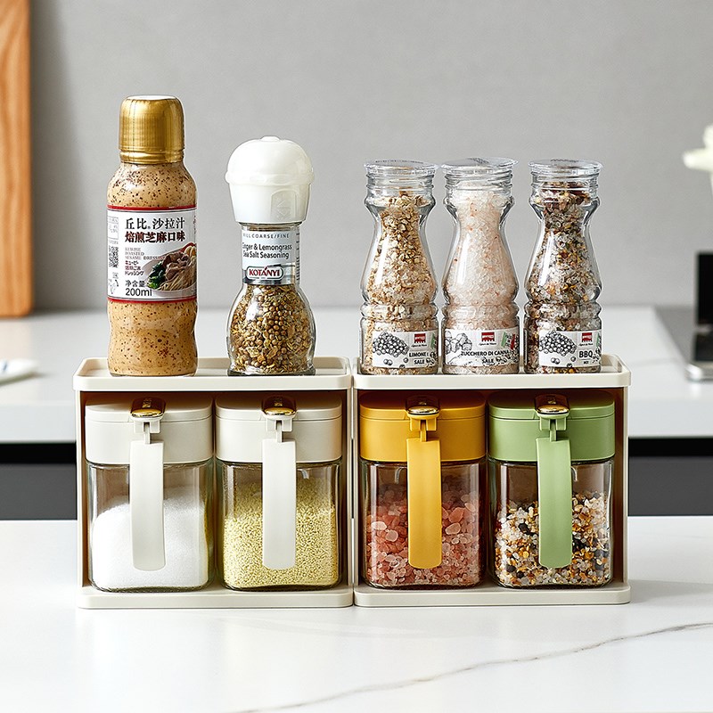 厨匠调料罐厨房家用套装组合壁挂式收纳味精盐罐网红高颜值调料盒