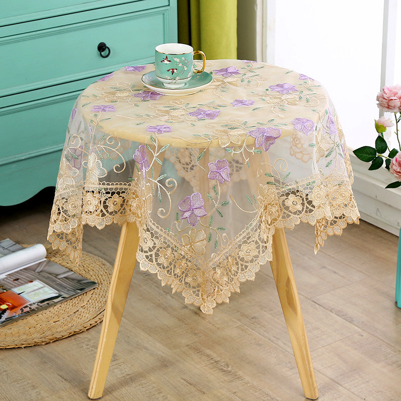 蕾丝纱绣万能盖巾小圆桌布田园冰箱洗衣机电视床头柜多用防尘盖布,居家布艺,万能盖巾,淘宝优惠券,粉丝福利购,淘宝优惠卷