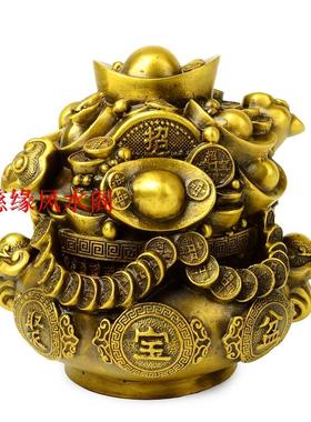 纯铜大聚宝盆摆件 招财进宝旺财家居客厅装饰品电视柜酒柜工艺品