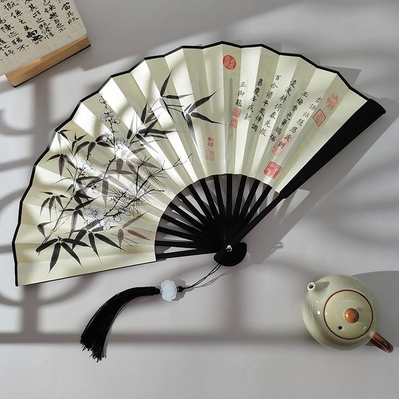 扇子古风折扇男款学生新中式梅竹国画折叠随身便携古装马面裙扇子,居家日用,扇子,淘宝优惠券,粉丝福利购,淘宝优惠卷