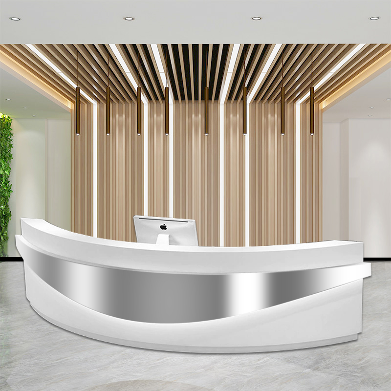 迪聪家具烤漆新款收银台圆弧造型接待台美容院办公咨询吧台前台