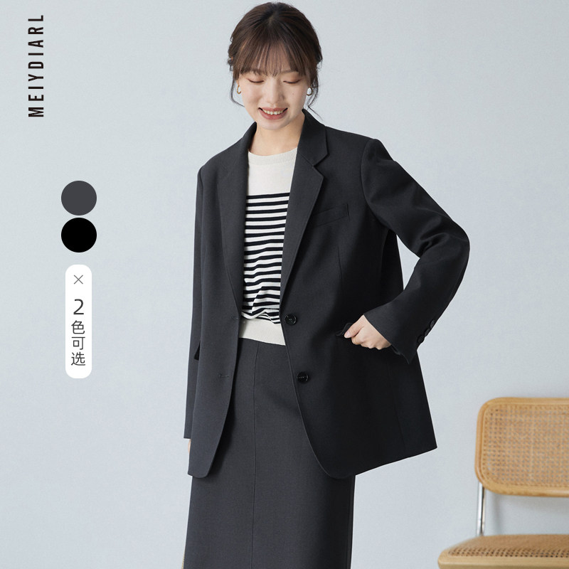 休闲西装外套女小个子2024年春季新款气质高级感黑色西服职业套装