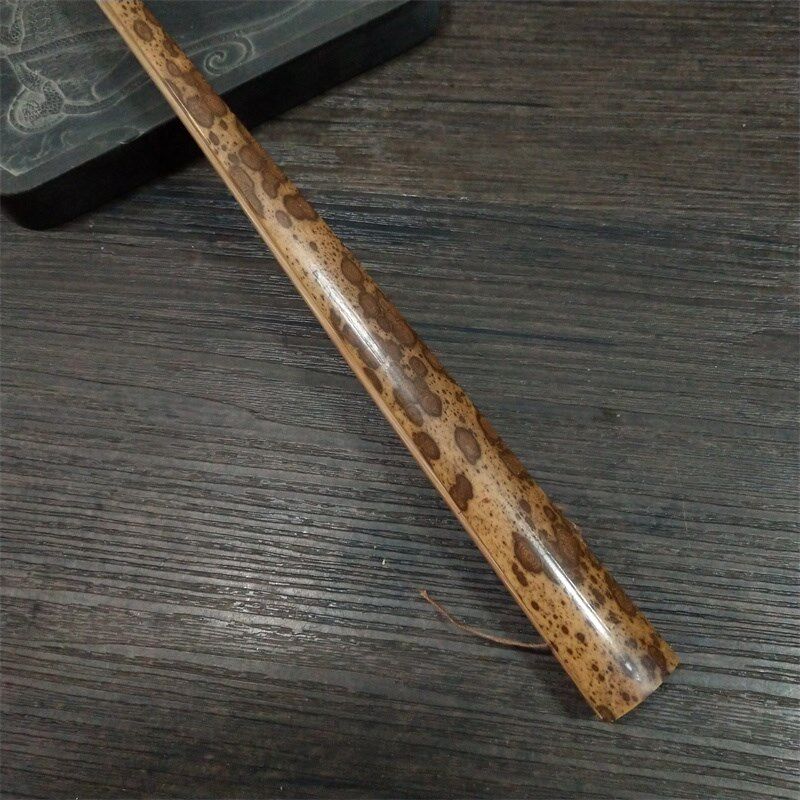 高档文玩空白宣纸折扇九寸天然斑竹老蚊帐杆梅鹿扇骨花纹凹凸感强