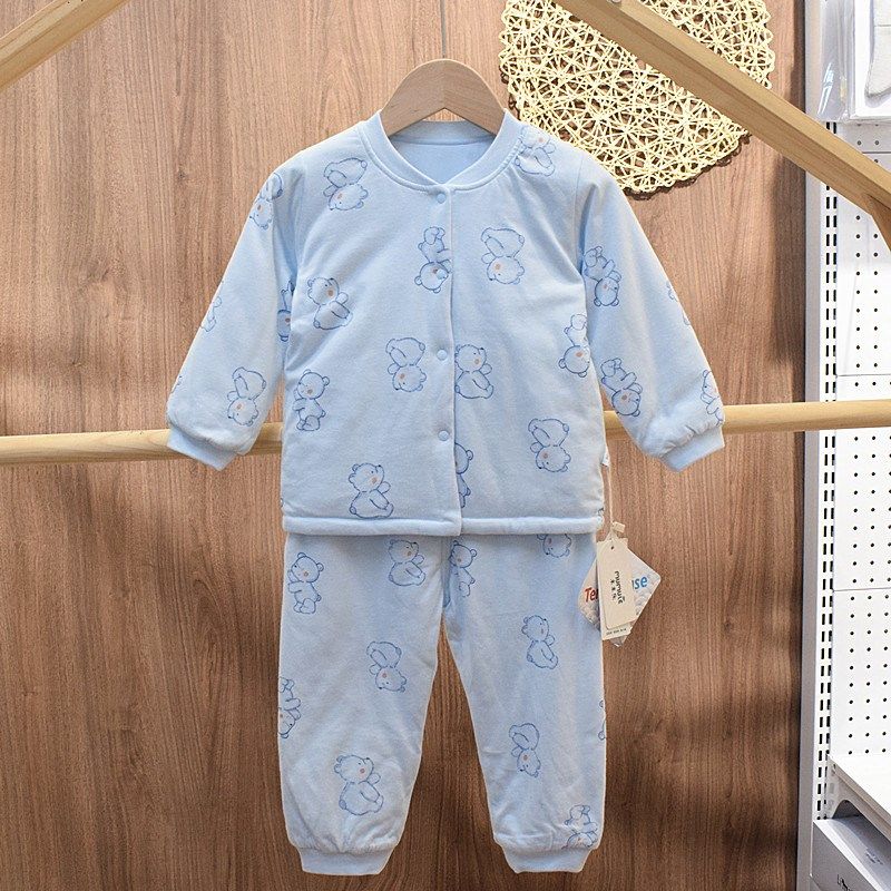 木木乐婴儿衣服秋冬宝宝夹棉保暖套装男童女童睡衣纯棉加厚家居服