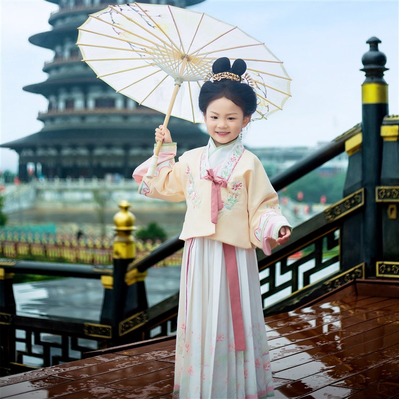 汉服女童陌上花开春秋冬新款儿童古风古装小女孩明制中式唐装礼服