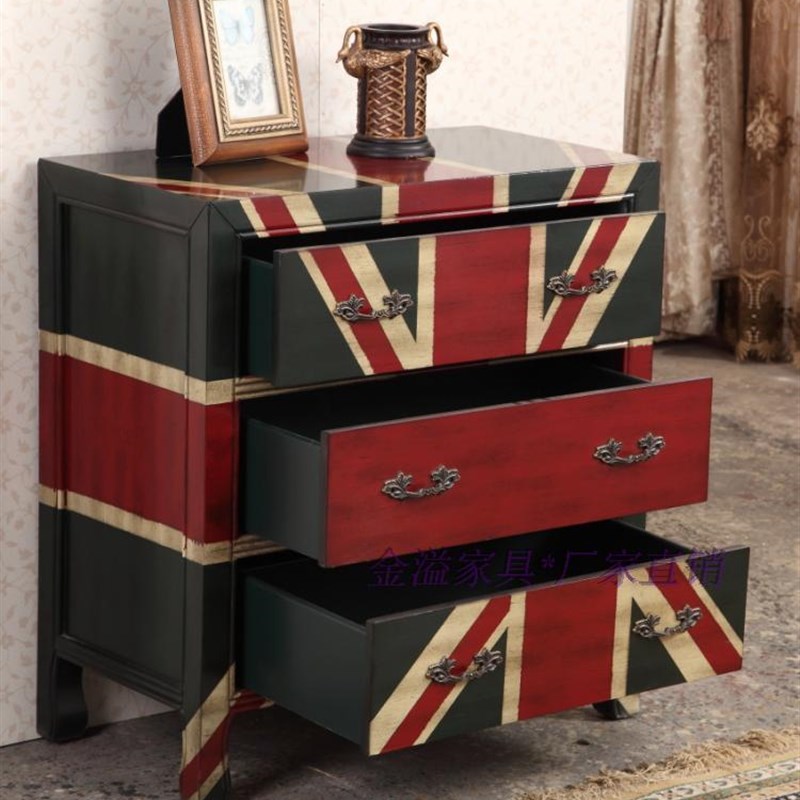 美式田园彩绘玄关柜客厅柜收纳柜斗柜边柜