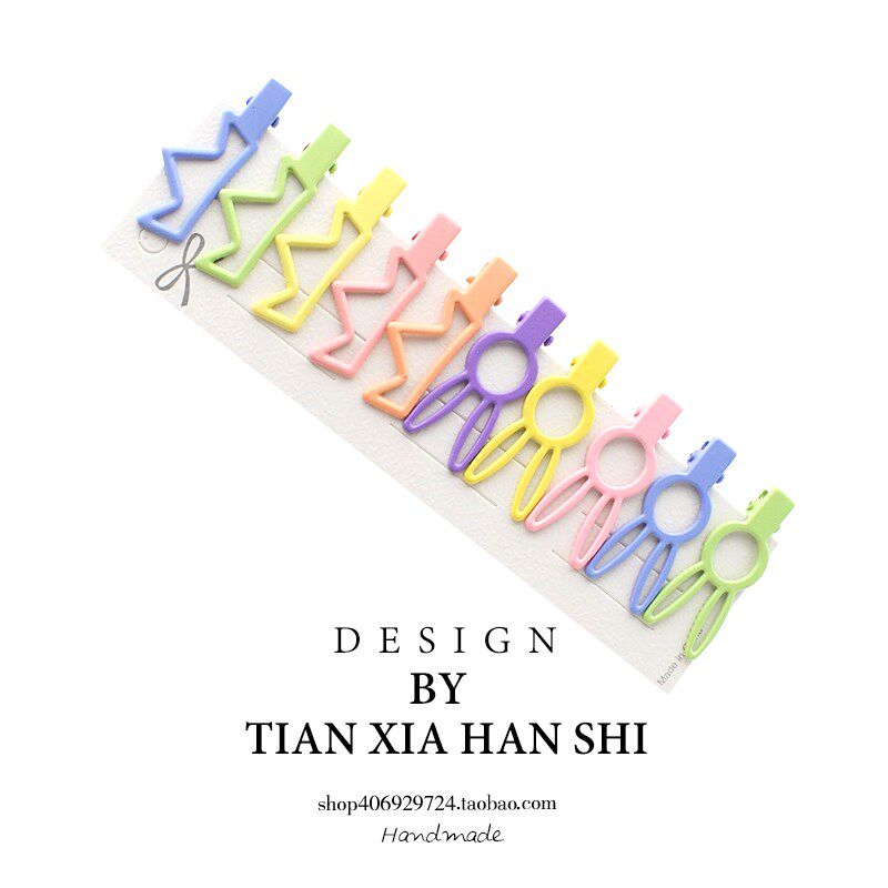 韩国儿童皇冠兔子爱心发夹糖果一字夹宝宝迷你彩色防碎发基础发饰