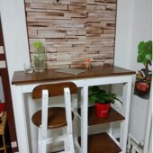 高脚吧台桌靠墙桌全实木阳台长方形吧台家用复古做旧吧台桌椅组合