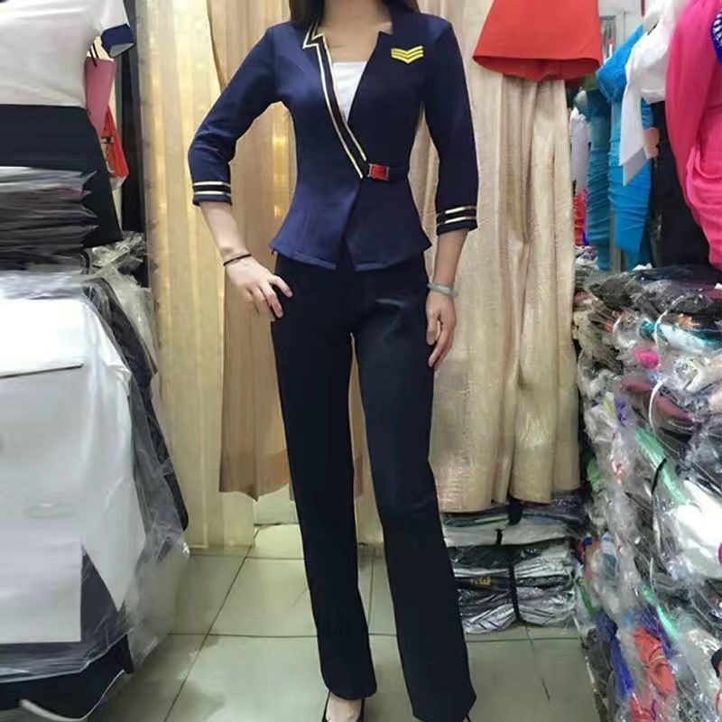 足疗技师服秋冬沐足店桑拿工作服女性感显瘦KTV夜场空姐制服套装