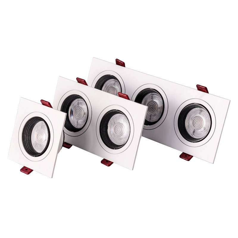 超薄双头射灯led天花灯嵌入式格栅灯长方形cob筒灯暗装单头斗胆灯