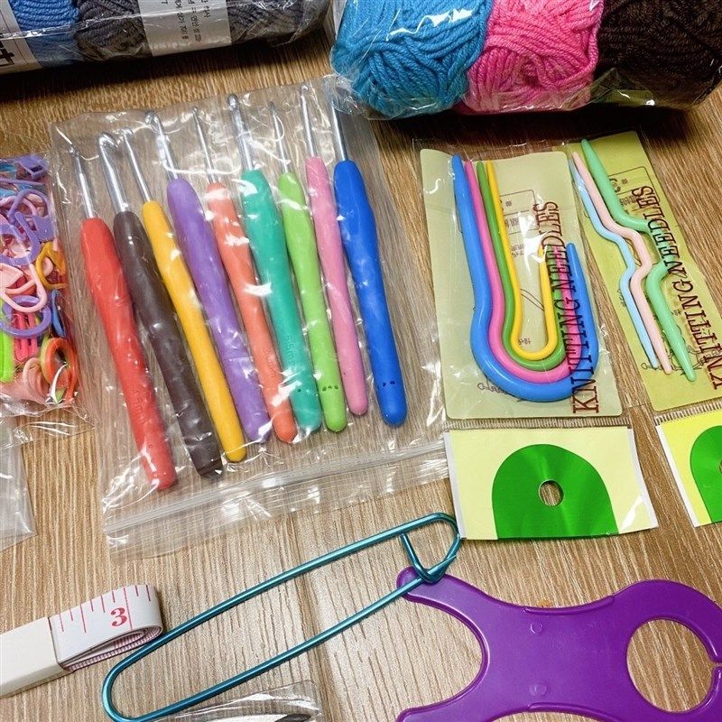 87件套初学者钩针套装塑料缝纫针缝合标记存储袋针织工具配件