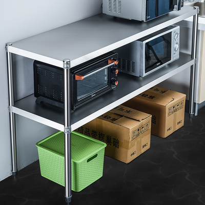 不锈钢置物架厨房用品多功能橱柜台面经济型双 2层大尺寸收纳架子