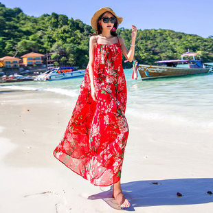 连衣裙女夏季显瘦2021新款海边度假吊带长裙子旅游三亚大码沙滩裙