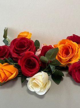 结婚红色喜庆新房床头装饰真玫瑰花藤 长条藤蔓婚房摆花布置