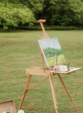 法式新款婚纱摄影道具外景旅拍田园风格画架复古油画黑色弯把竹伞