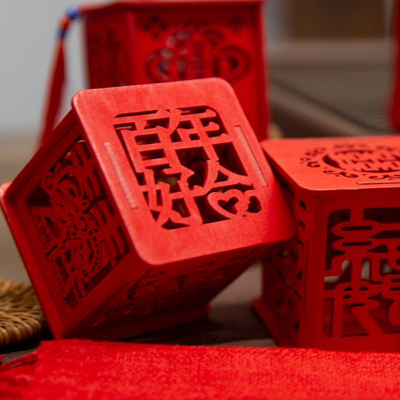 结婚喜糖盒糖盒子2021年新款糖盒大号木质婚庆小众高级正方形喜盒