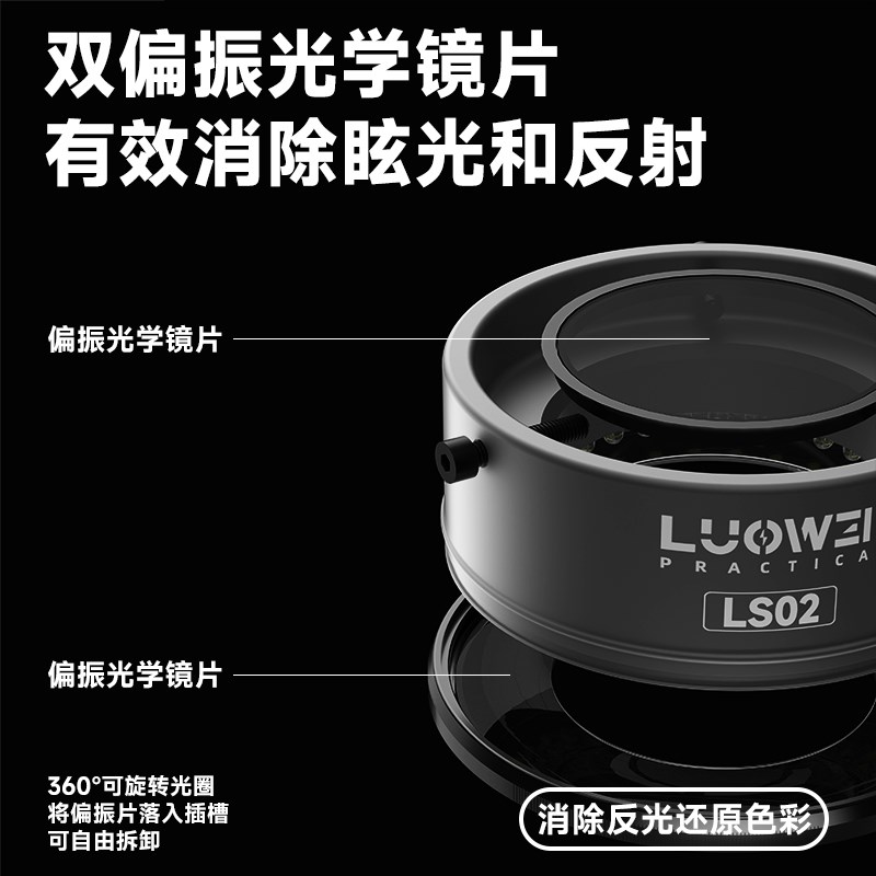 洛韦LS02显微镜偏振环形灯高清工业64颗LED大灯珠USB接口可调亮度
