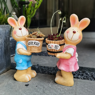 兔子花盆动物多肉大号创意阳台装饰户外庭院花园可爱卡通造型摆件