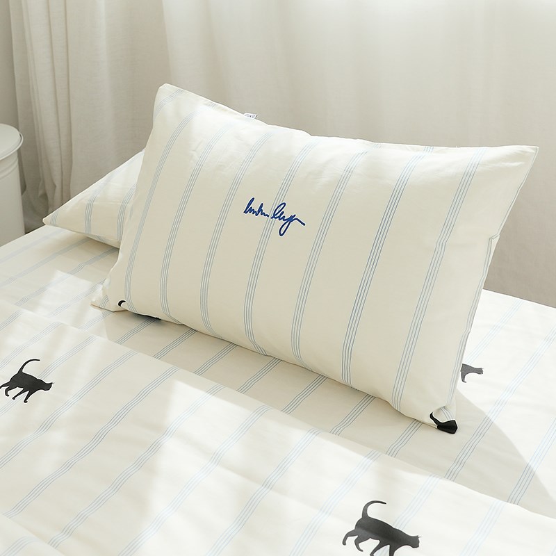 散步小猫2023新款纯棉枕头套枕芯枕套一对装儿童全棉单人48*74cm