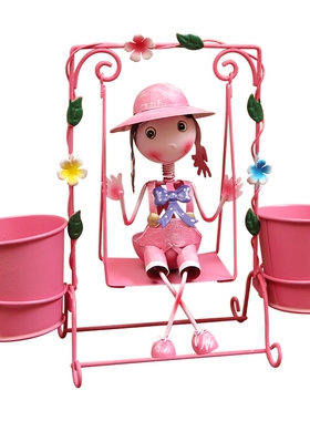 可爱的秋千情侣 铁皮娃娃 婚庆摆件 笔筒摆件