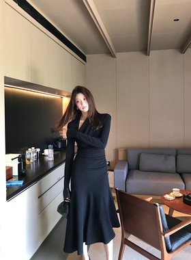 Alone Savor龙喜儿 设计感不规则连衣裙修身显瘦拼接女士长裙J012