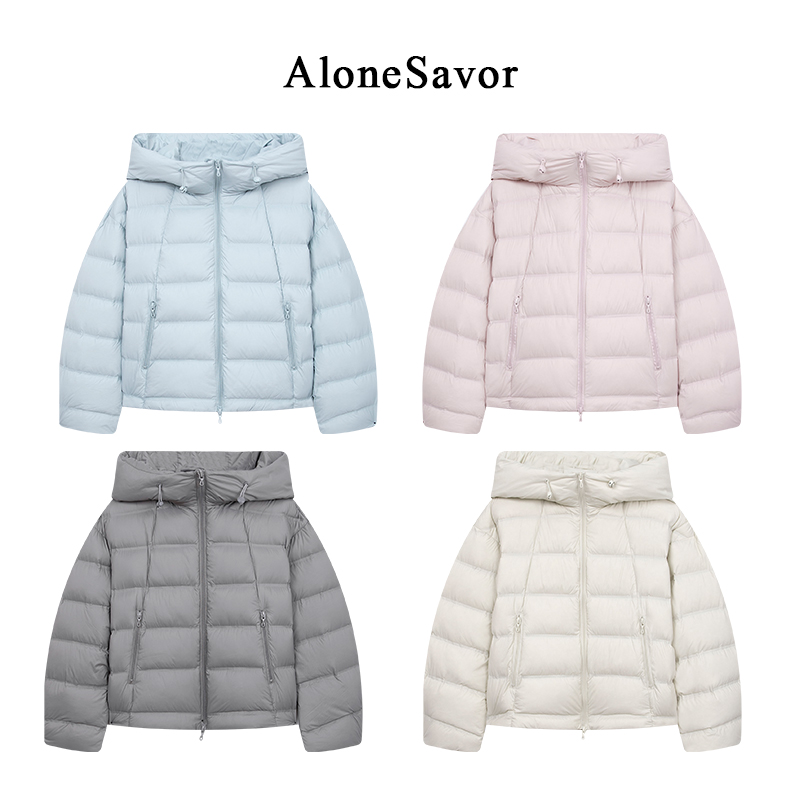【ALONE SAVOR】龍喜儿 温暖的小排骨 轻薄90白鸭绒羽绒服女V951