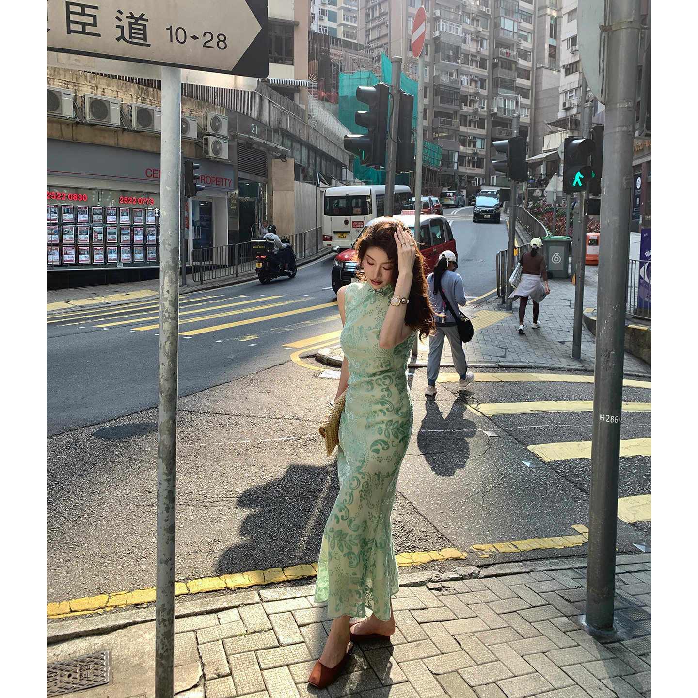 AloneSavor龙喜儿 新中式连衣裙女无袖立领提花旗袍鱼尾裙D518