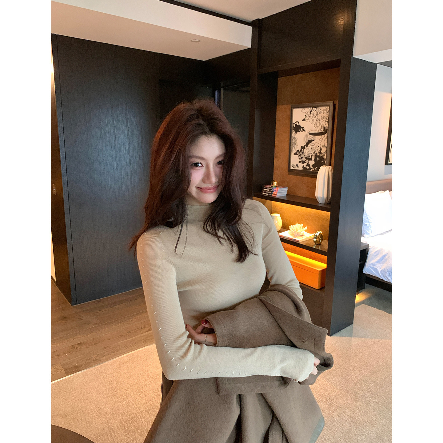 Alone Savor龙喜儿 高端简约绵羊毛衫半高领长袖女针织打底衫T124