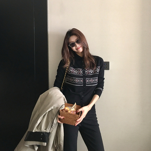 丝光羊毛女士开衫 复古费尔岛风提花针织衫 J196 Savor龙喜儿 Alone