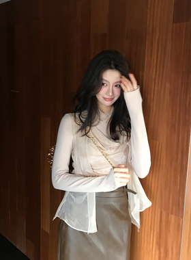 Alone Savor龙喜儿 精致迷人优雅飘带蕾丝小衫设计感长袖上衣W155