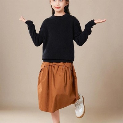 男童毛衣女童针织宝宝秋冬套头冬季加厚内搭半高领羊毛儿童打底衫