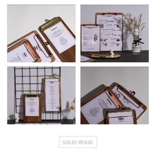 黑胡桃夹板餐厅门店展示菜单夹A4实木吧台点单夹垫板文件夹抄写板