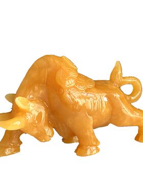 黄玉金钱牛摆件大号招财旺业办公室家居装饰店铺开业送礼天然玉石