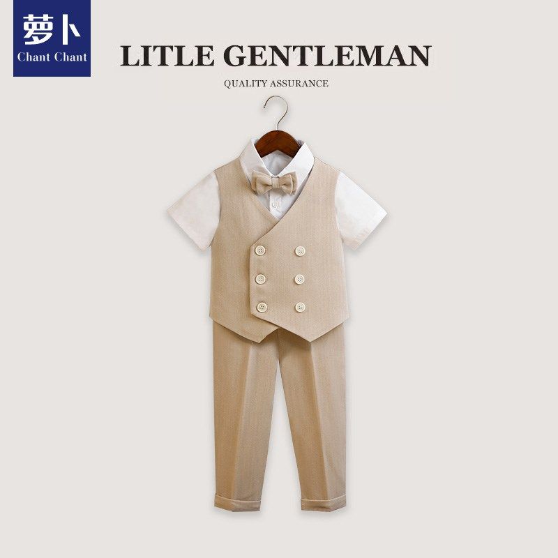 男童礼服套装花童夏季短袖儿童休闲西装小主持人钢琴演出服合唱服