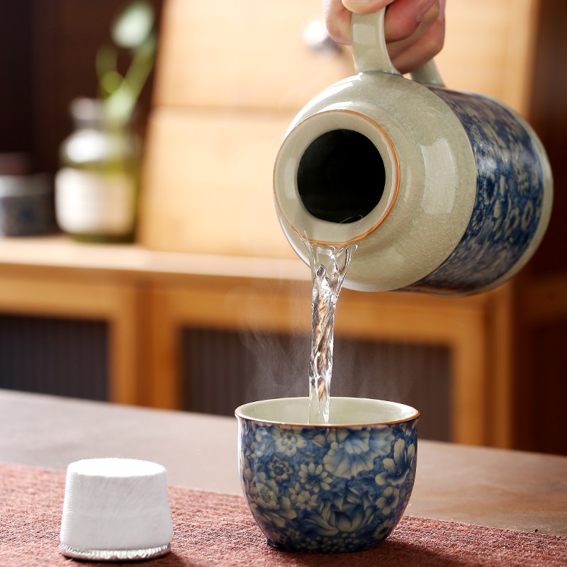 汝瓷小暖壶马克杯带盖养生壶茶杯创意水杯汝窑焖泡茶壶可定制logo图片