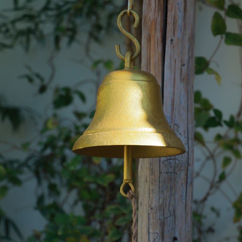 打铃铁钟门铃风铃铸铁手摇钟学校铃铛花园庭院壁挂手敲钟装饰摆件