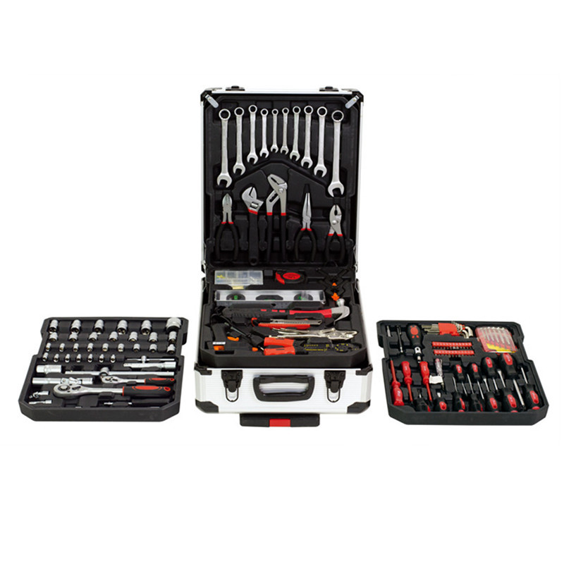 碳钢187件家用五金工具组合套装汽修机修铝制拉杆箱套筒扳手
