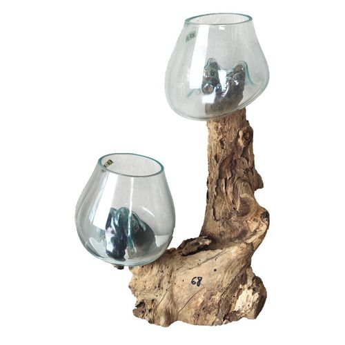 根雕玻璃花瓶鱼缸实木根天然原木底座桌面客厅玄关送礼摆件装饰品