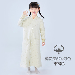 女童连身睡衣纯棉小女孩连身卡通睡袍秋冬款 防蹬被加厚女孩睡衣