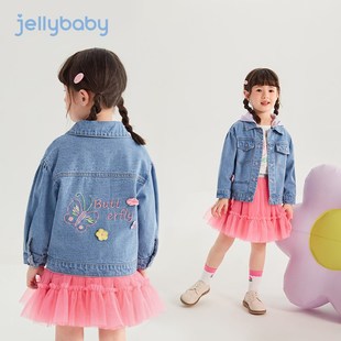 女童春季外套儿童连帽牛仔衫春秋小女孩时髦上衣两岁宝宝春装新款