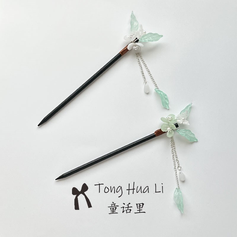 儿童古风配旗袍木质发簪夏天国风高级感古典新中式女童簪子头饰