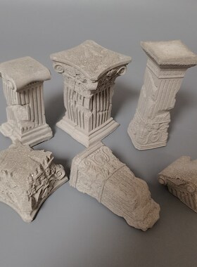 建筑废墟欧式罗马柱水泥混凝土鱼缸造景创意装饰水泥布景桌面摆件