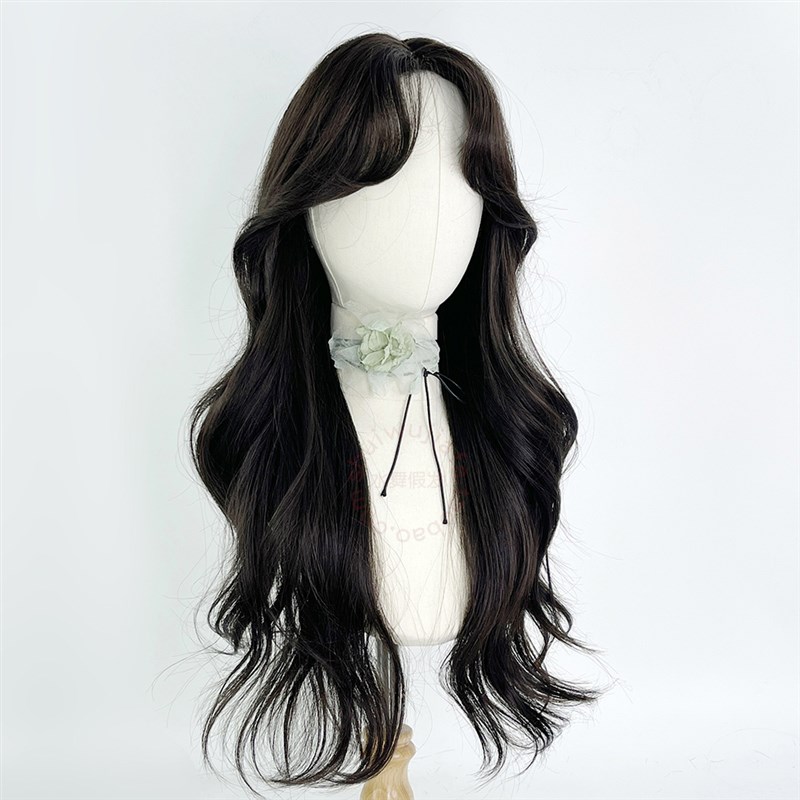 中分假发全头套女大波浪黑色长卷发lolita八字刘海cos万用自然韩