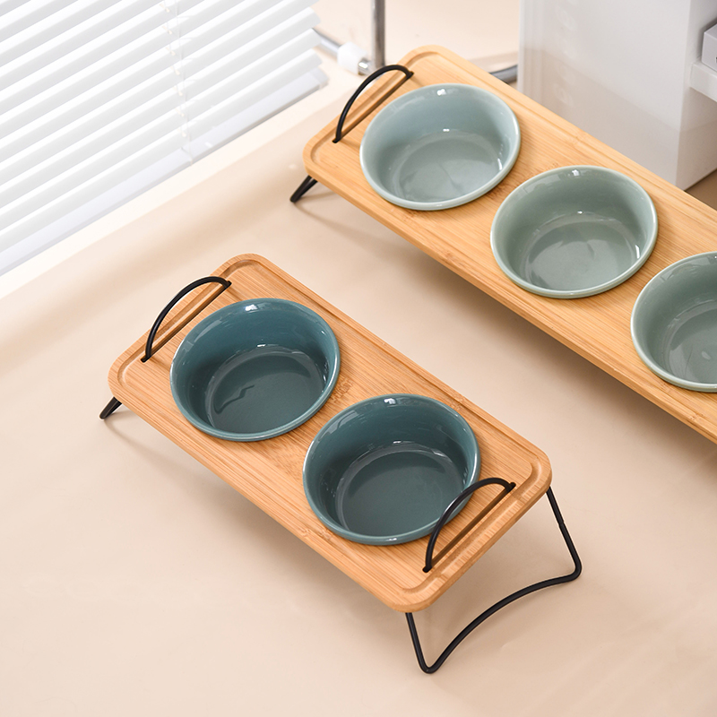 猫碗陶瓷斜口保护颈椎狗狗食盆宠物猫粮加高脚猫咪防打翻饭碗狗碗