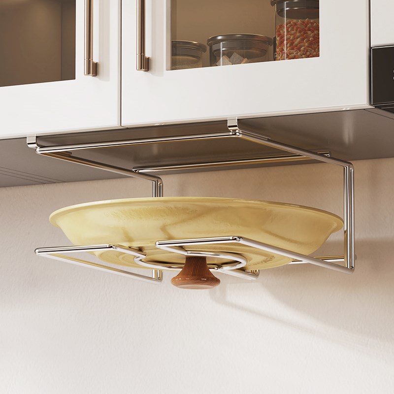 304不锈钢免打孔厨房放置器置物架可放锅盖架子支架收纳架壁挂式